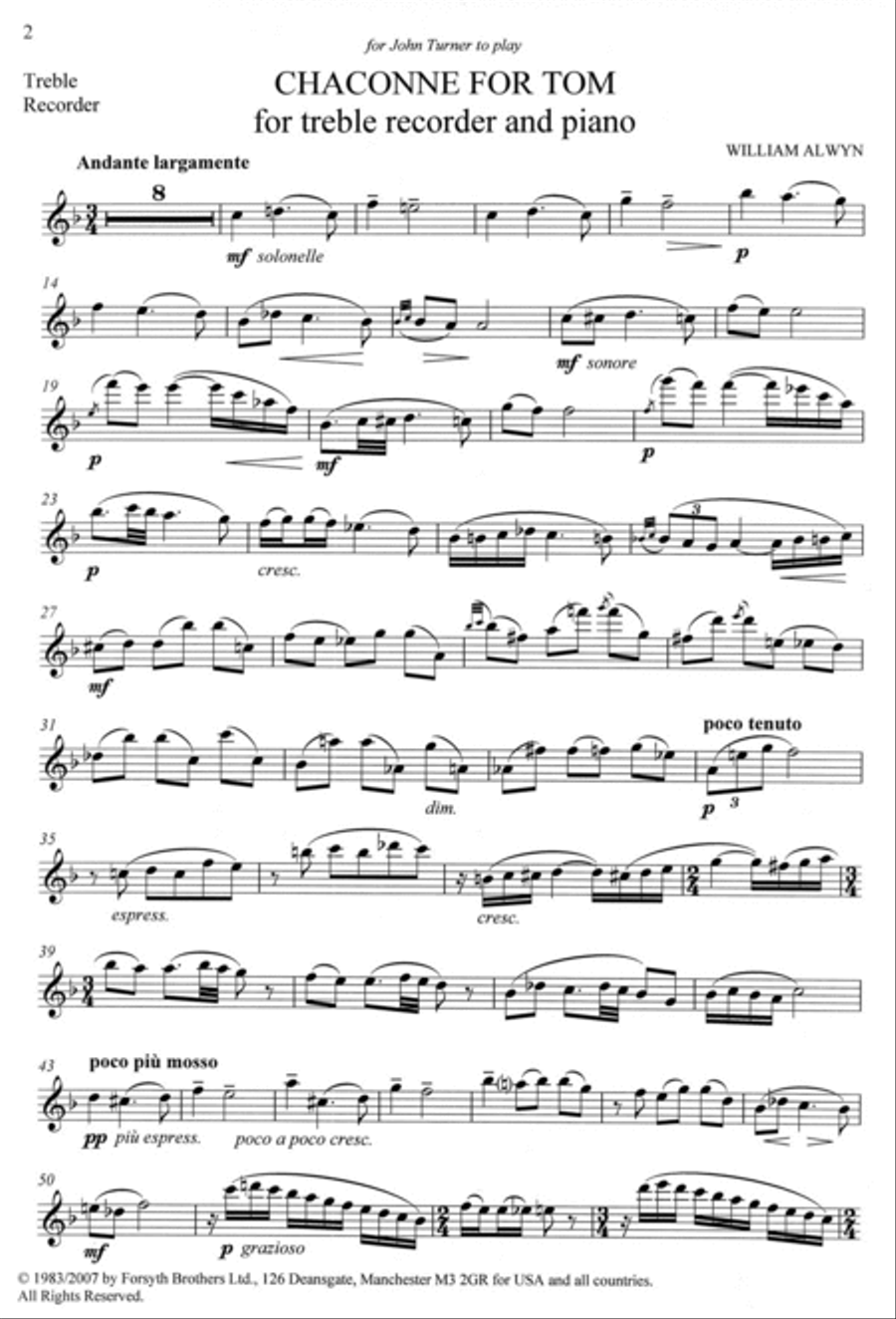 Chaconne for Tom Recorder scores gallery preview page 2