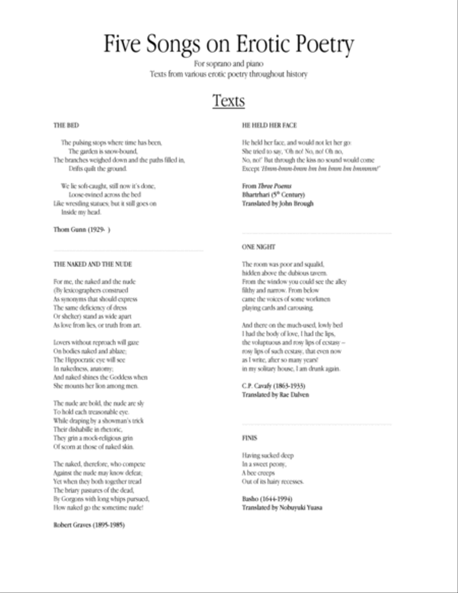 Five Songs on Erotic Poetry Chamber Music scores gallery preview page 2