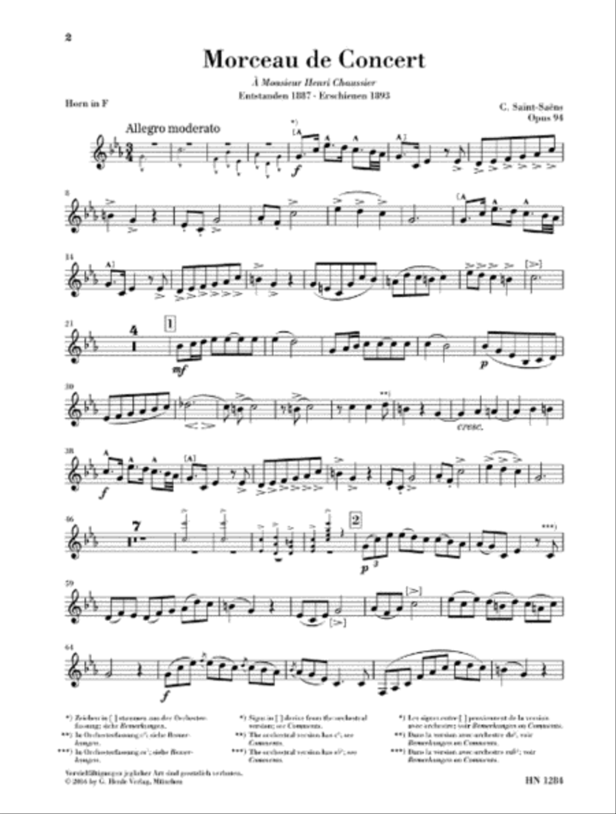 Morceau de Concert in F minor Op. 94 Horn scores gallery preview page 4