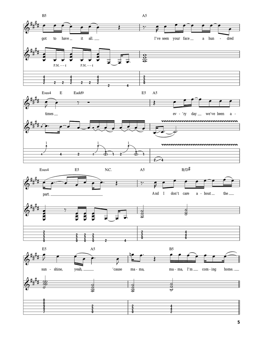 Mama, I'm Coming Home Acoustic Guitar scores gallery preview page 5