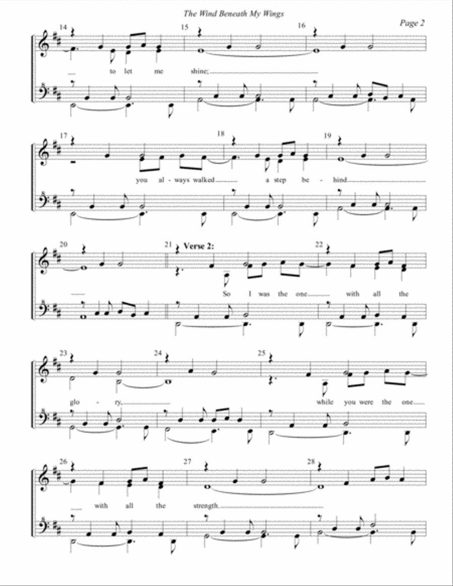 The Wind Beneath My Wings SSAA scores gallery preview page 2