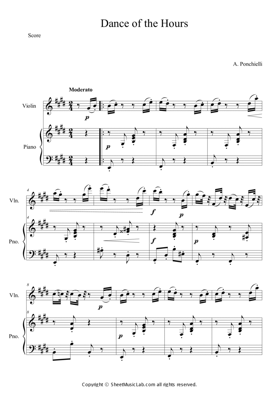 Dance of the Hours Dance of the Hours Violin Solo scores gallery preview page 1