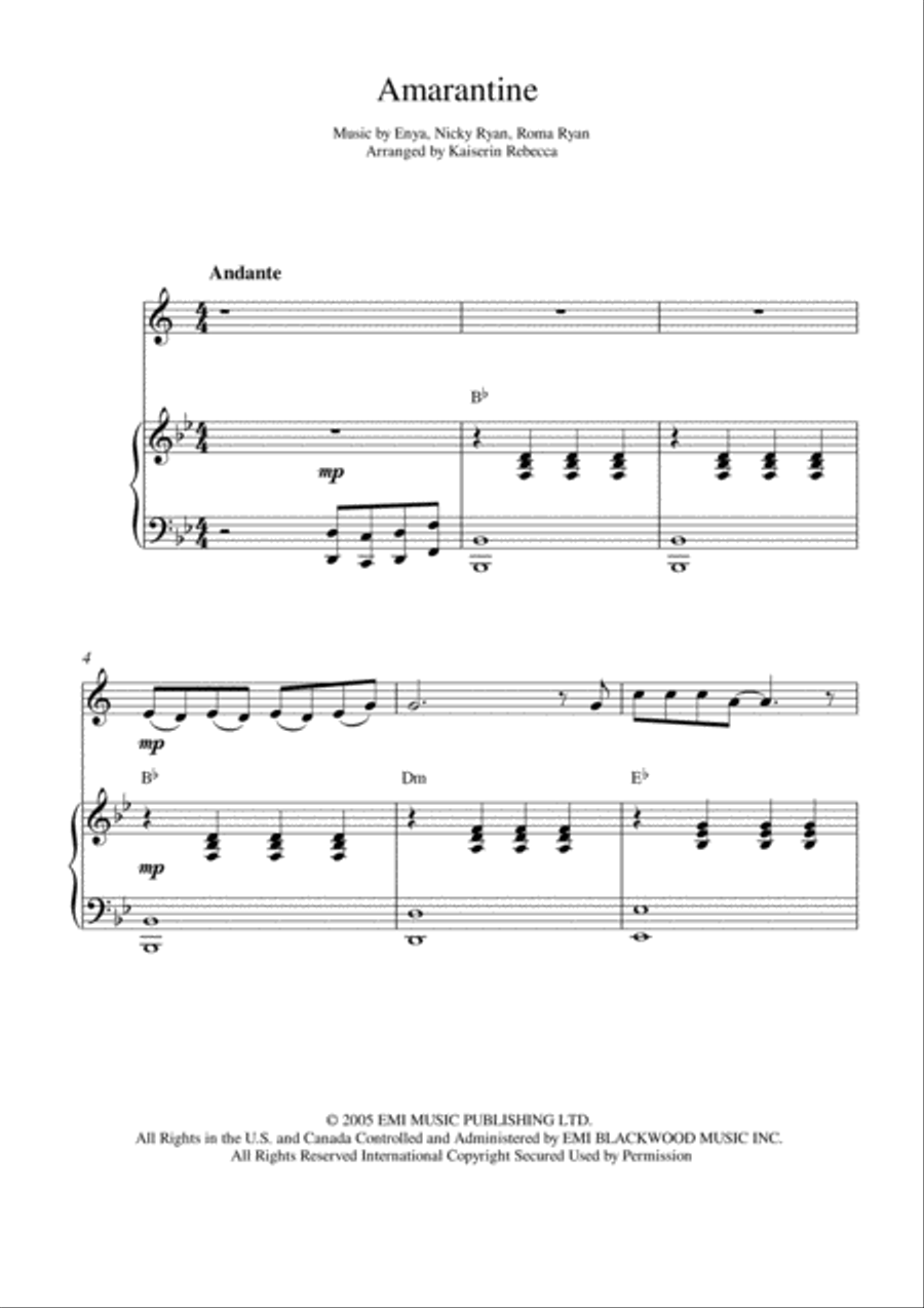 Amarantine Tenor Saxophone scores gallery preview page 1