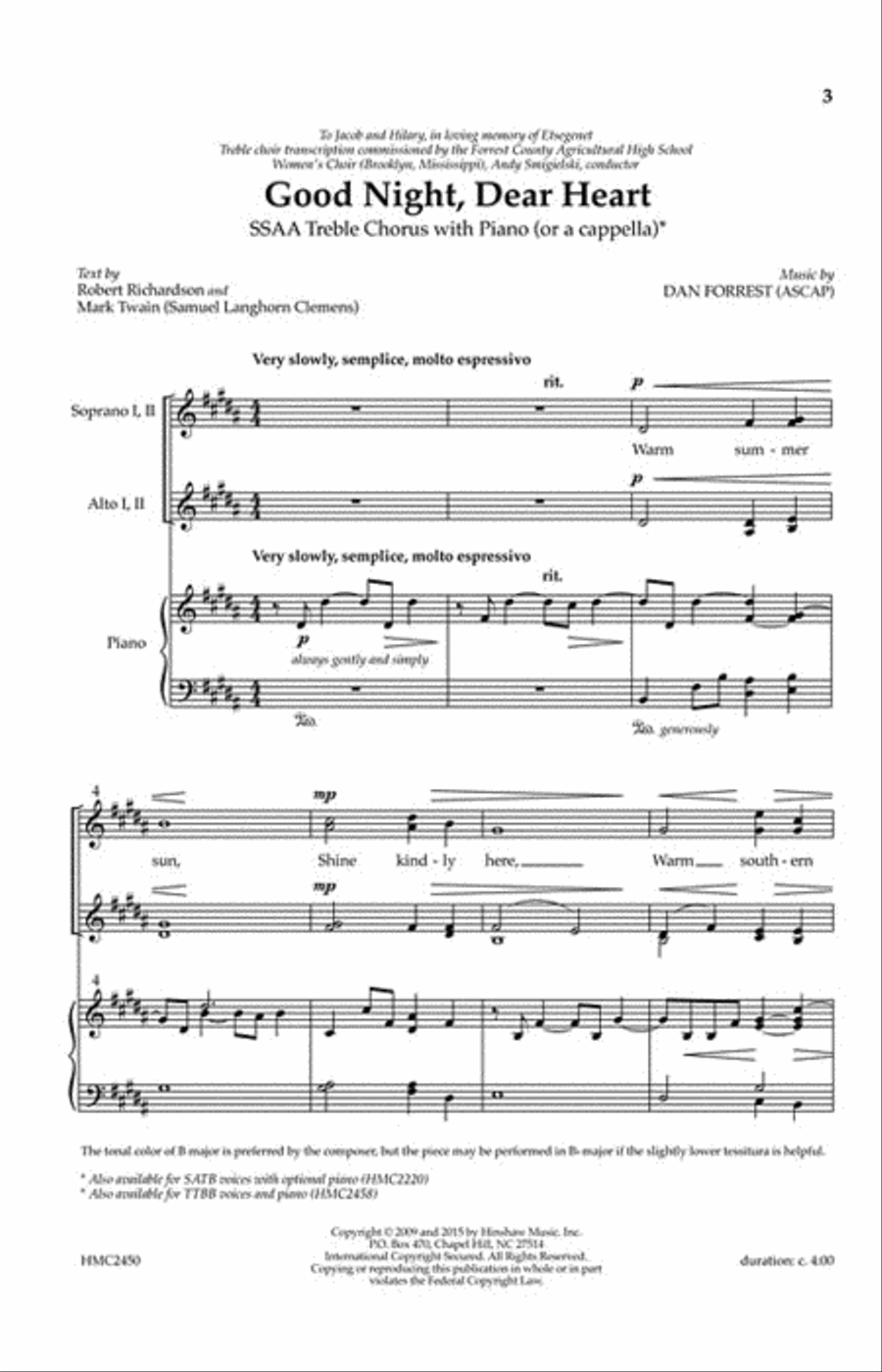 Good Night, Dear Heart Good Night, Dear Heart SSAA scores gallery preview page 2