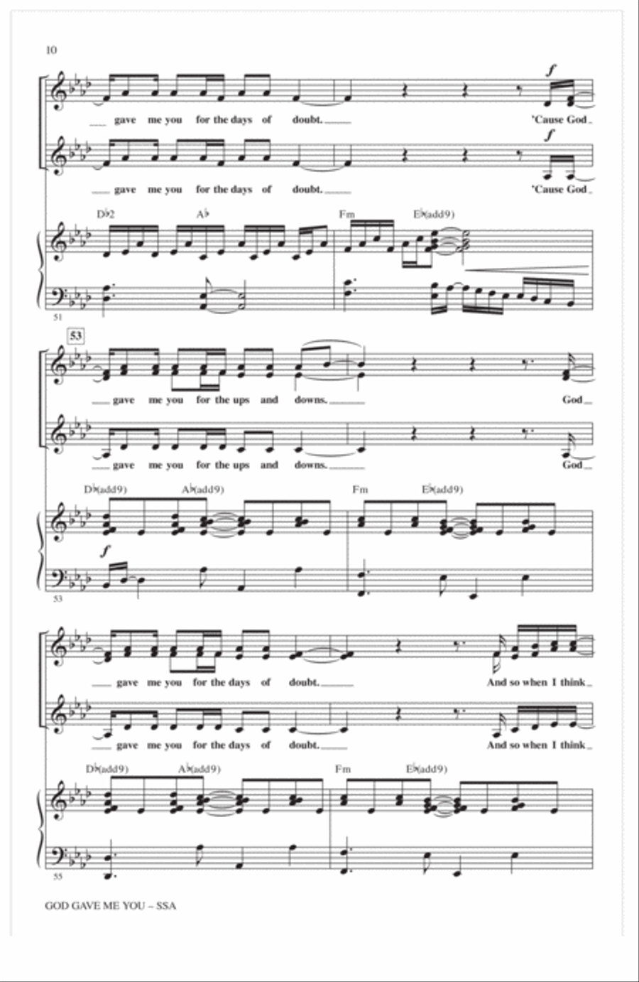 God Gave Me You (arr. Alan Billingsley) SSA scores gallery preview page 9