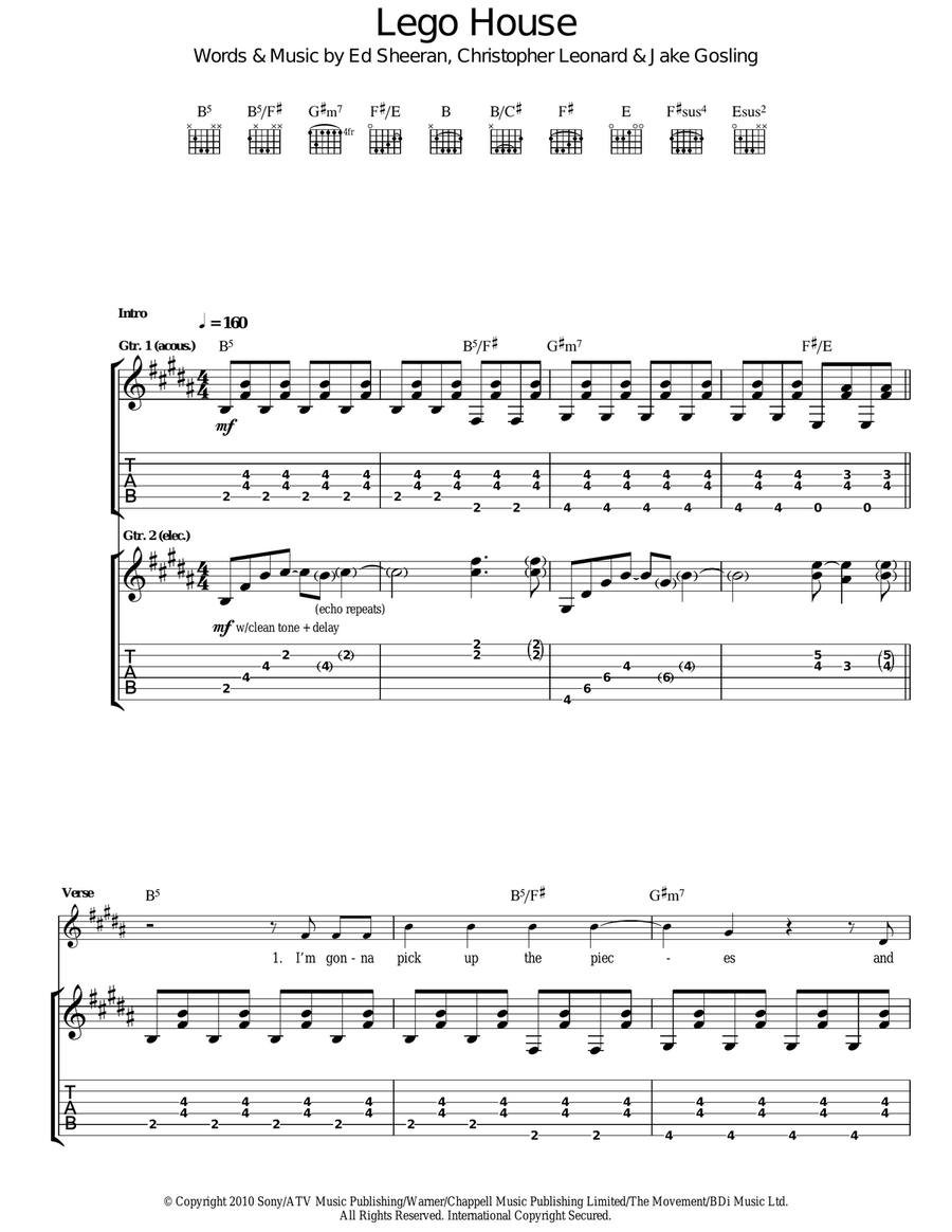 Lego House Acoustic Guitar scores gallery preview page 1