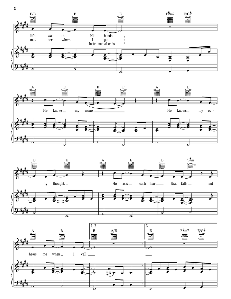 He Knows My Name Piano, Vocal, Guitar scores gallery preview page 2