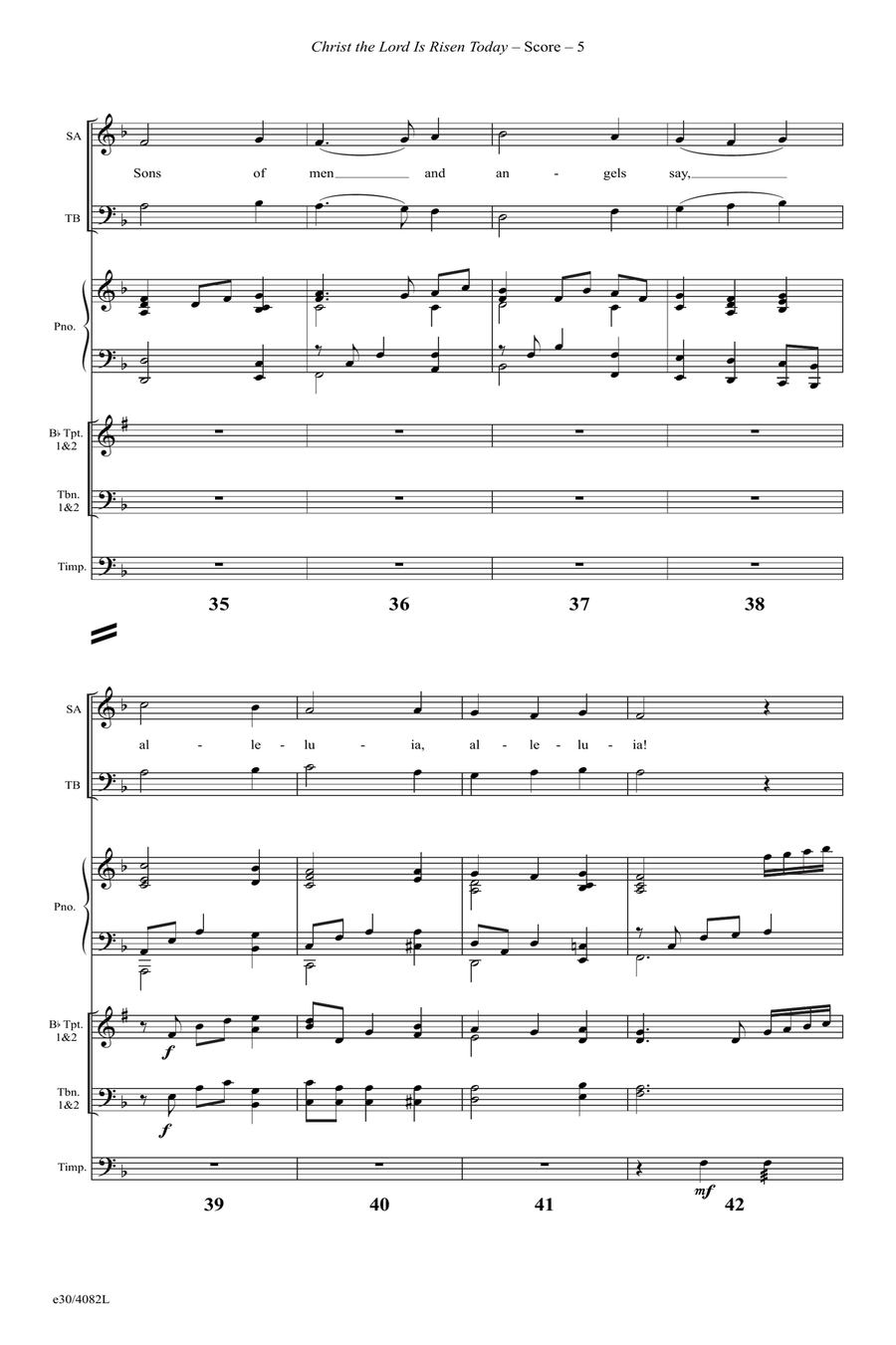 Christ the Lord Is Risen Today - Downloadable Brass and Timpani Score and Parts Percussion scores gallery preview page 6