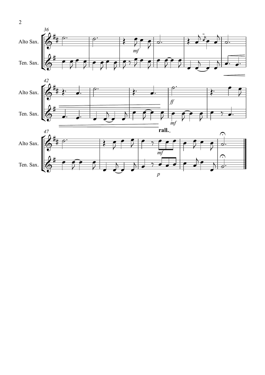 O Holy Night for Alto and Tenor Saxophone Duet O Holy Night for Alto and Tenor Saxophone Duet Woodwind Duet scores gallery preview page 2