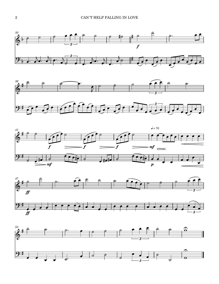 Can't Help Falling In Love String Duet scores gallery preview page 3