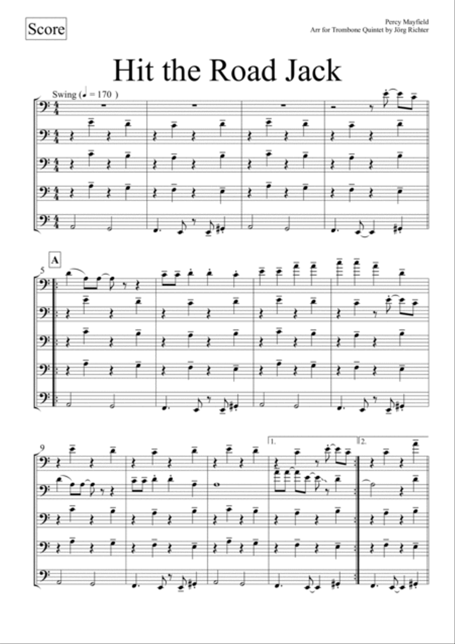 Hit The Road Jack Hit The Road Jack Brass Quintet scores gallery preview page 2