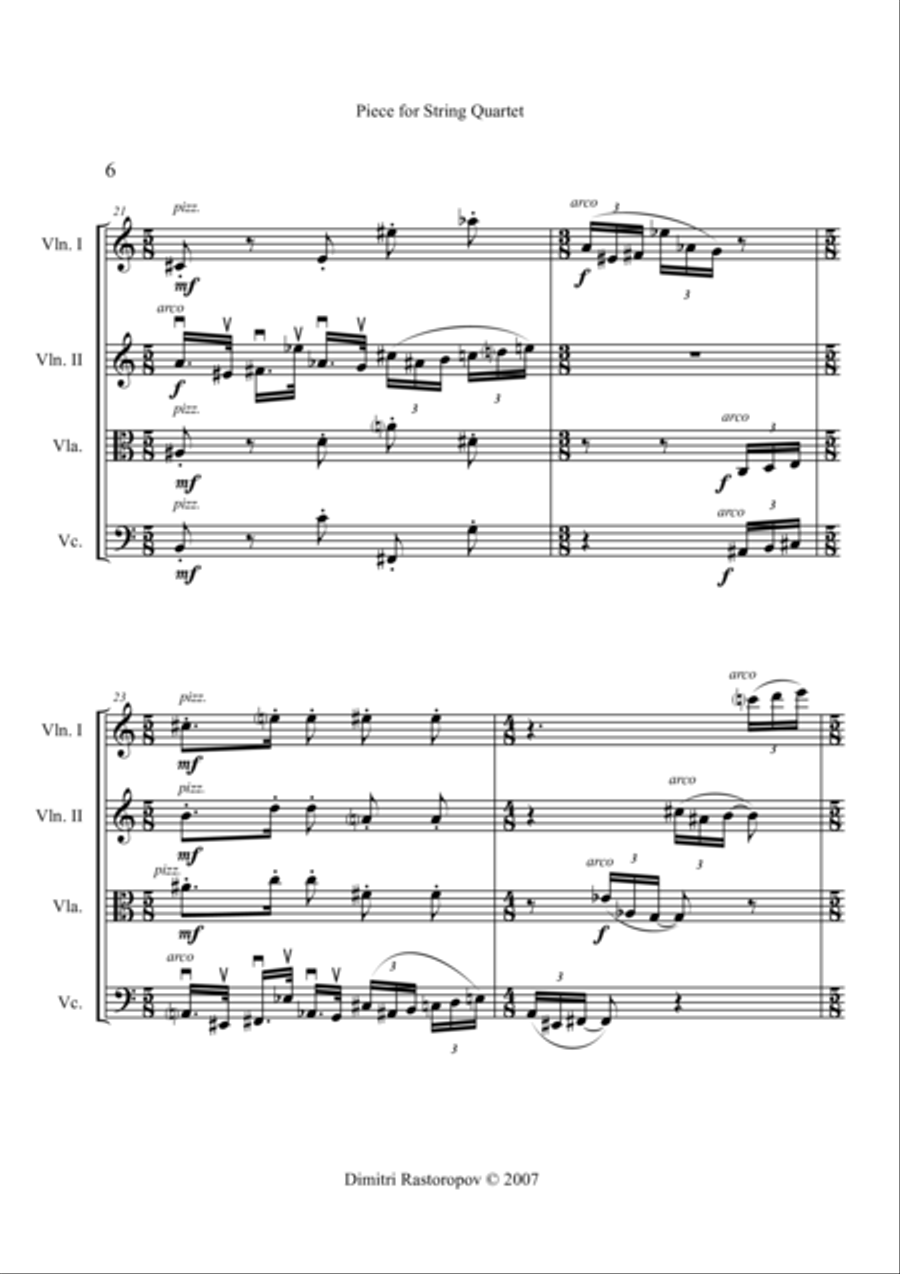 Piece for String Quartet String Quartet scores gallery preview page 6