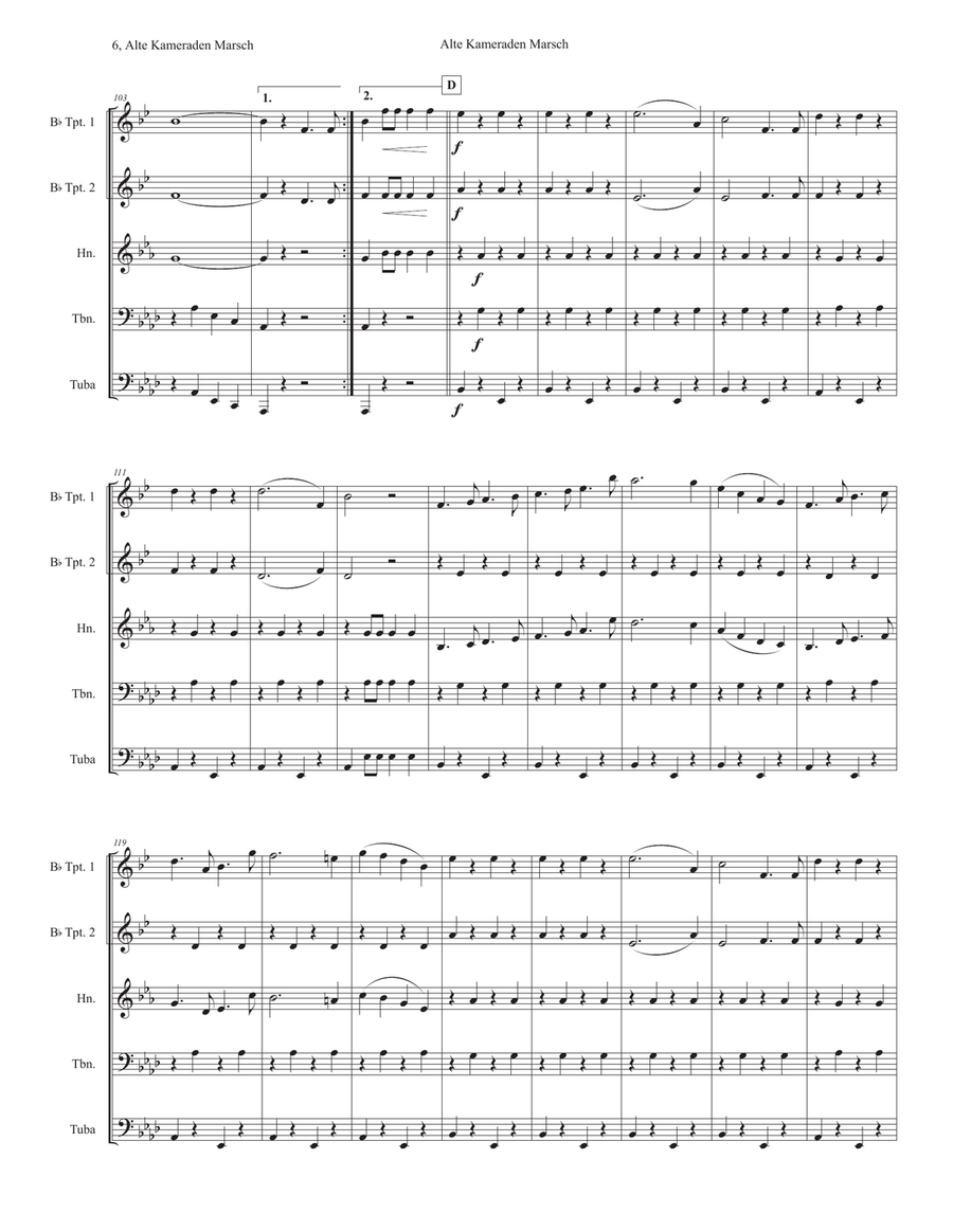 Alte Kameraden (Old Comrades) March Brass Ensemble scores gallery preview page 6