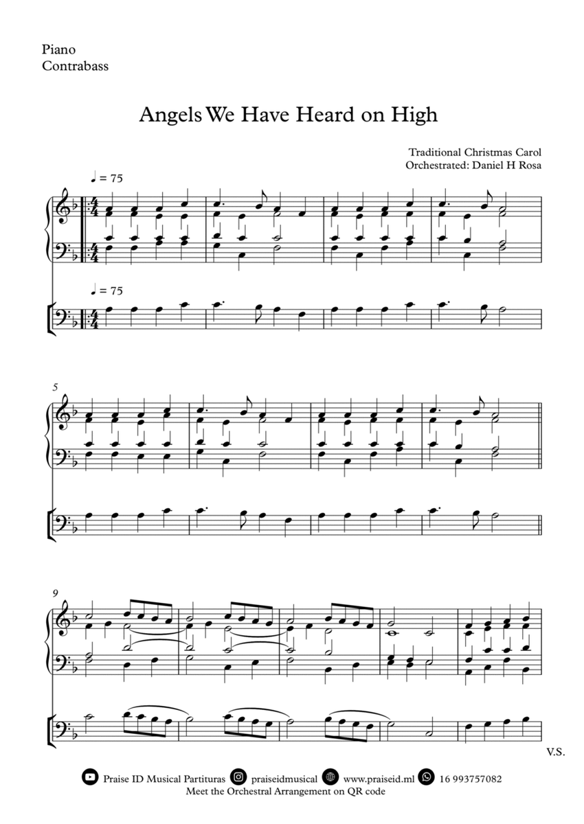 Angels We Have Heard on High - Gloria in excelsi Deo - Easy Contrabass and Piano image number null