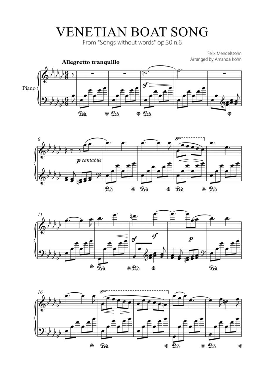 Venetian Boat song op.30 n.6 (Ebm) Piano Method scores gallery preview page 1