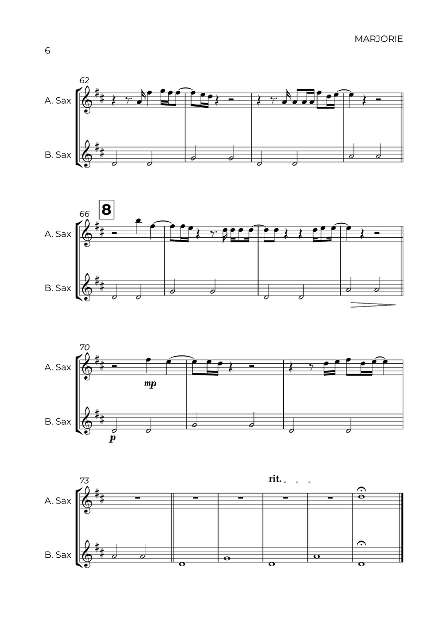 Marjorie Marjorie Baritone Saxophone scores gallery preview page 6