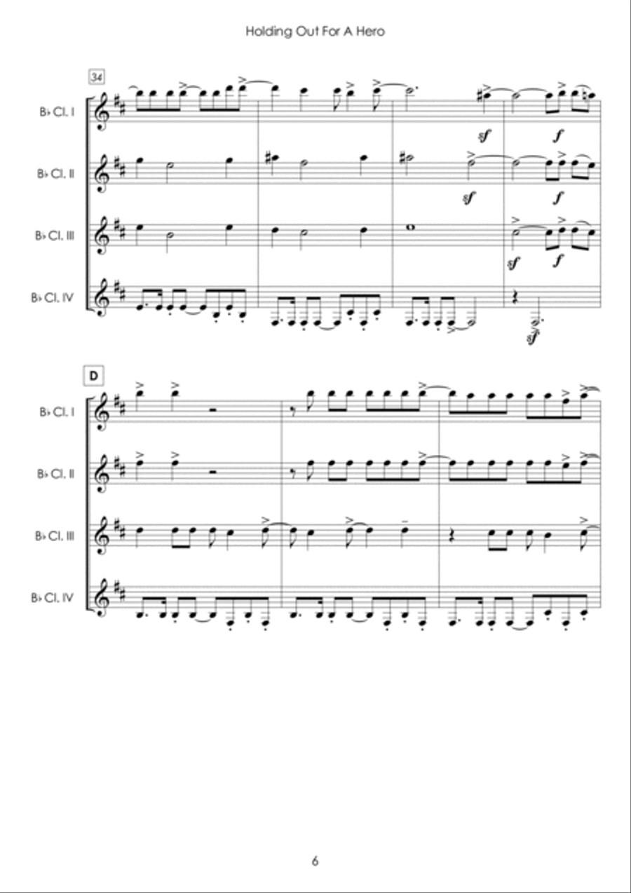 Holding Out For A Hero Holding Out For A Hero Woodwind Quartet scores gallery preview page 6