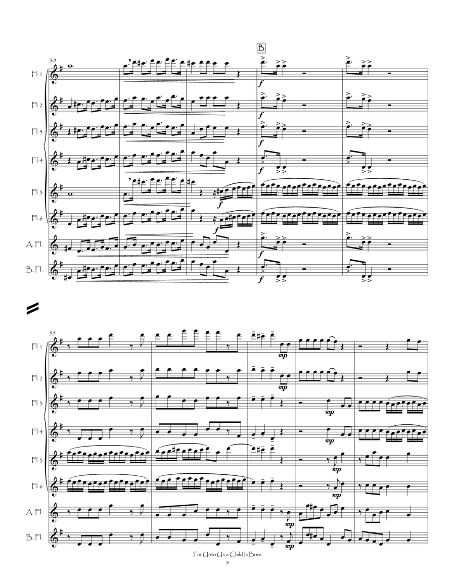 For Unto Us a Child Is Born from The Messiah for Flute Choir Flute Choir scores gallery preview page 6
