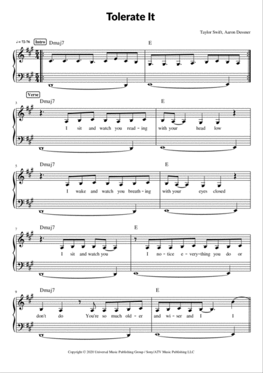 Tolerate It Voice scores gallery preview page 1