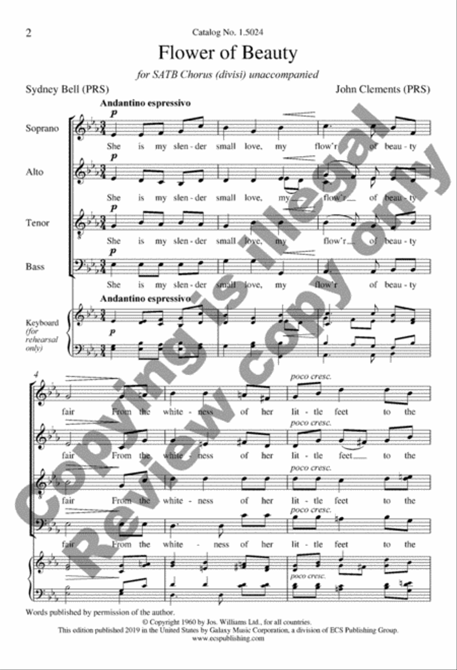 Flower of Beauty (Choral Score) Divisi scores gallery preview page 2