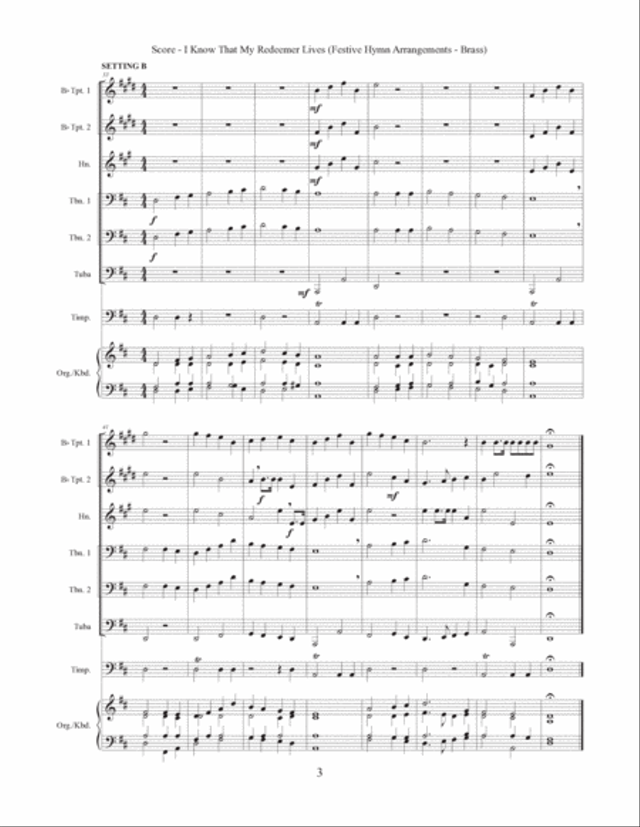 I Know That My Redeemer Lives (Brass, Timpani, Organ/Keyboard) Euphonium scores gallery preview page 4