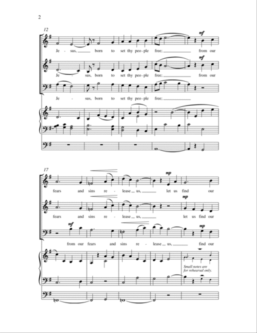 Come, thou long-expected Jesus 3-Part scores gallery preview page 2