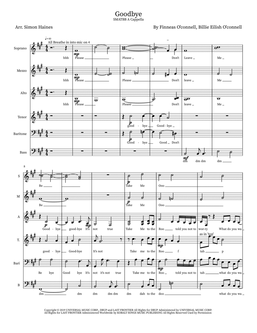 Goodbye A Cappella scores gallery preview page 1