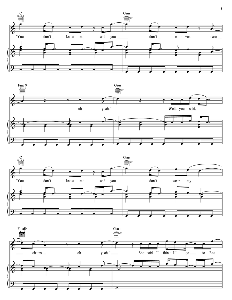Boston Piano, Vocal, Guitar scores gallery preview page 5