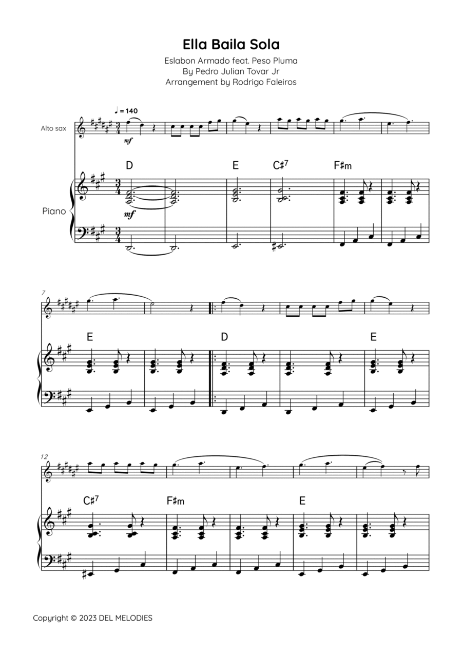 Ella Baila Sola Alto Saxophone scores gallery preview page 1