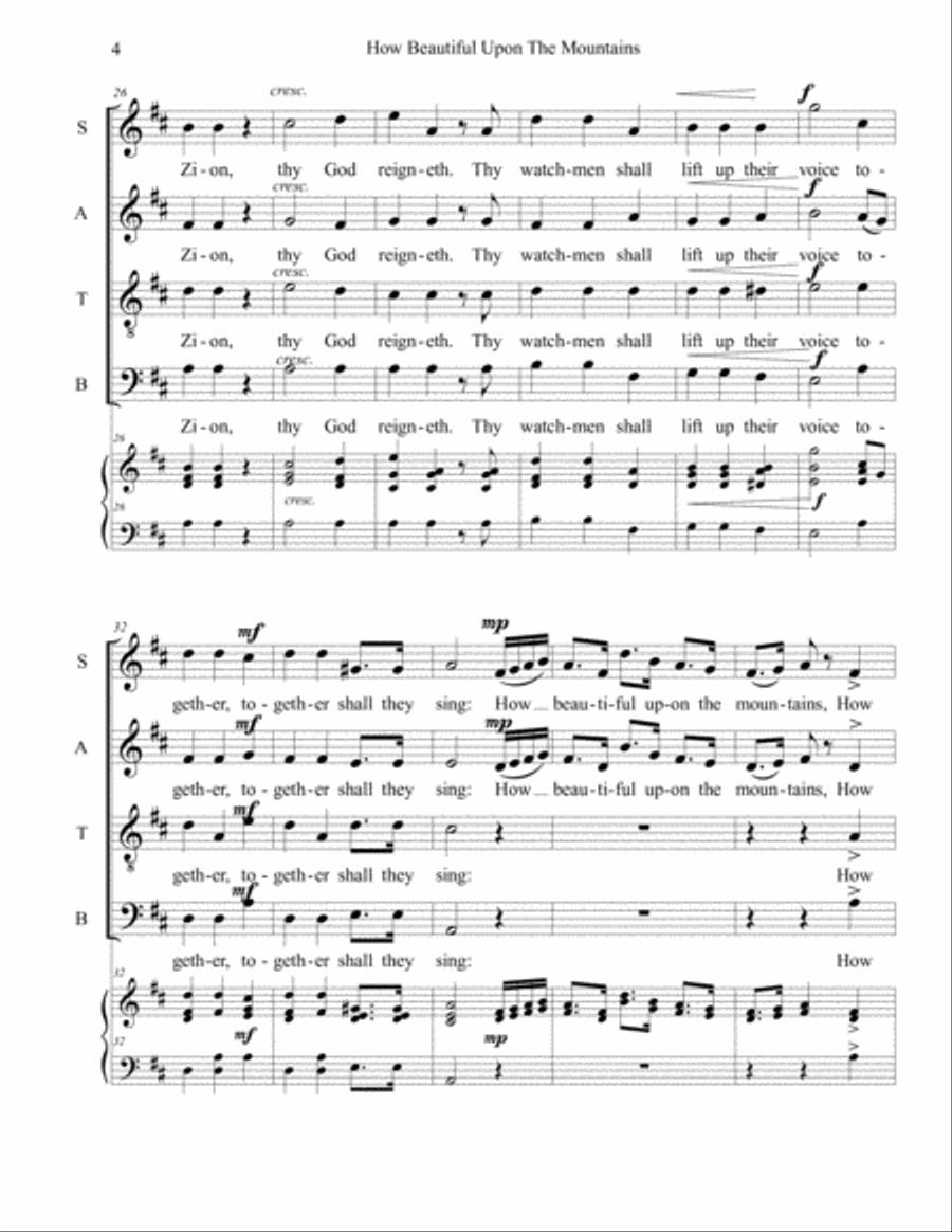 How Beautiful Upon The Mountains 4-Part scores gallery preview page 4