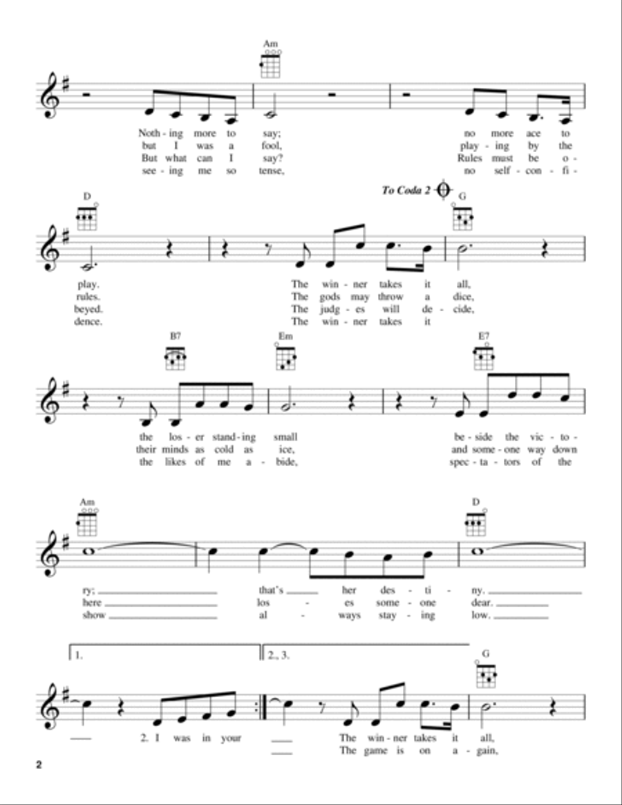 The Winner Takes It All Ukulele scores gallery preview page 2