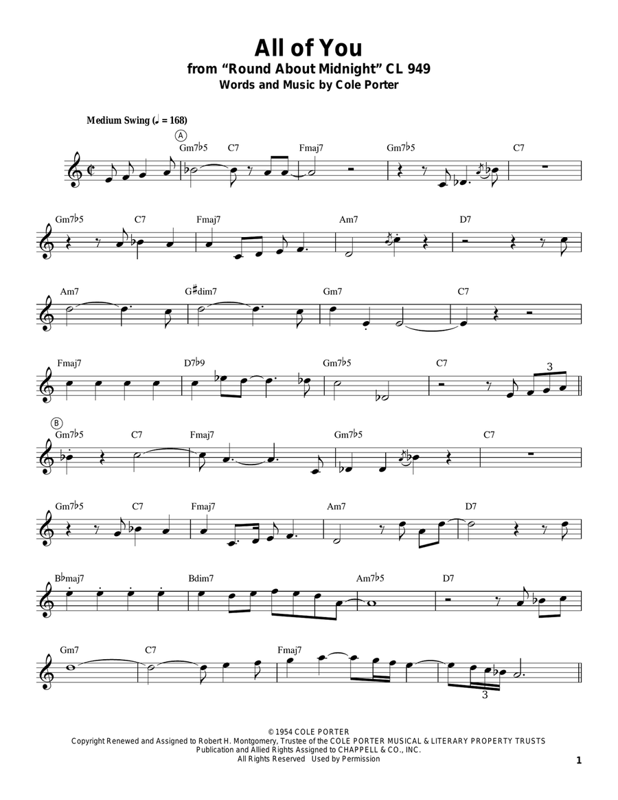 All Of You Trumpet scores gallery preview page 1