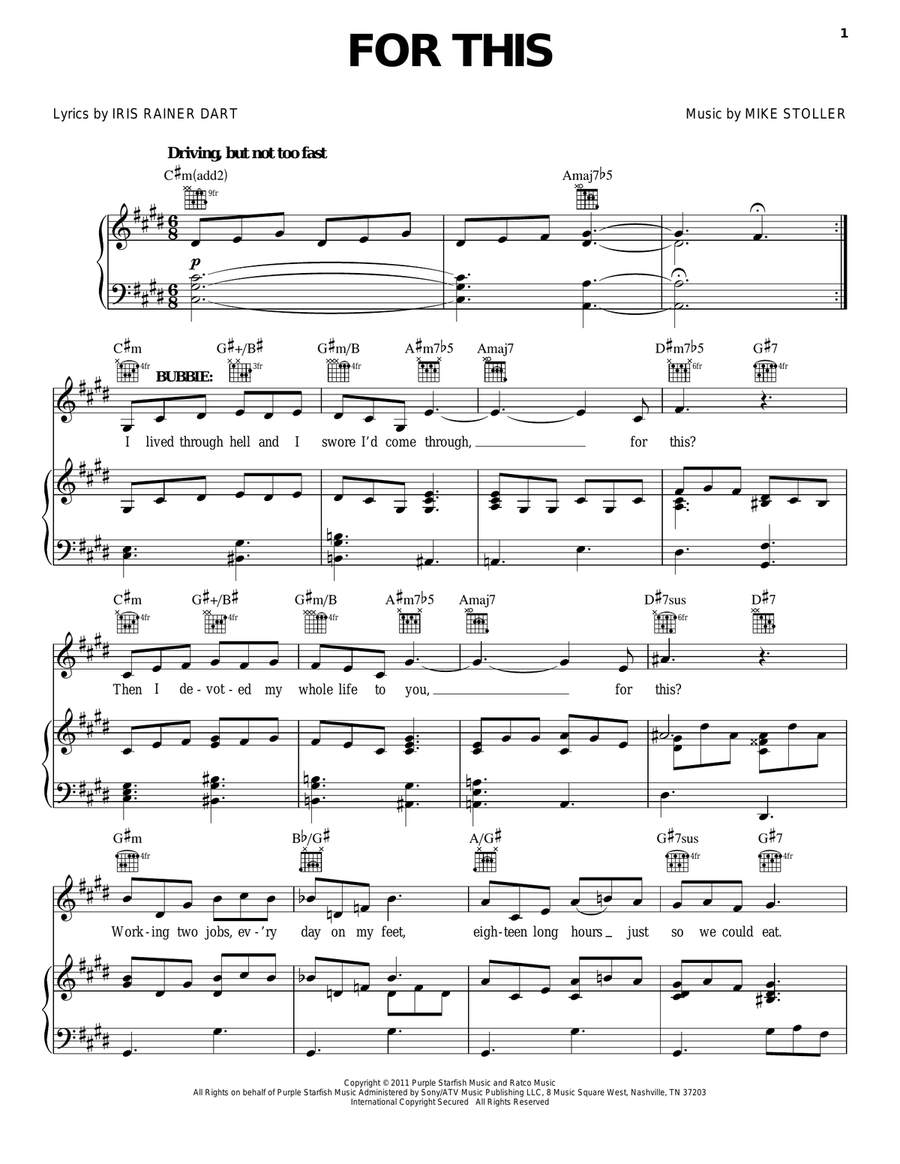 For This Piano, Vocal, Guitar scores gallery preview page 1