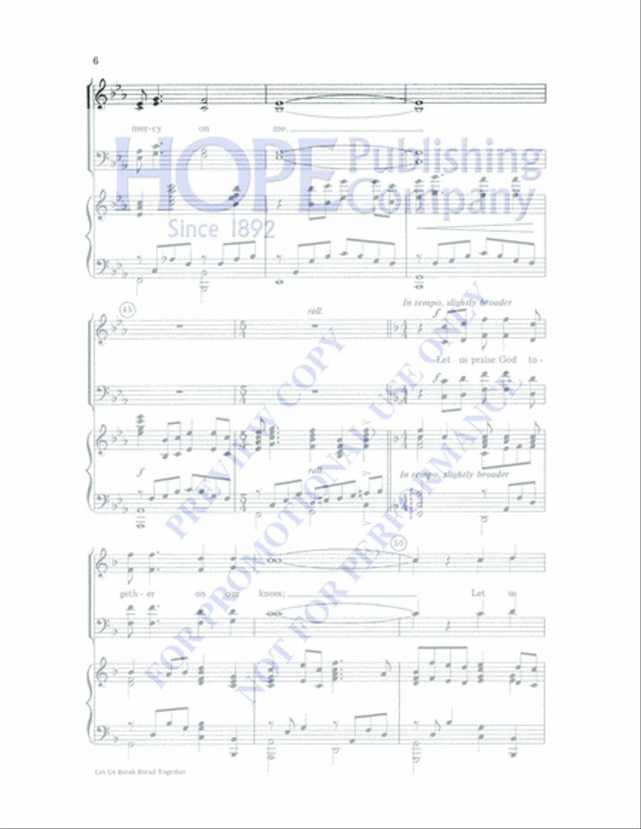 Let Us Break Bread Together SSATB scores gallery preview page 6