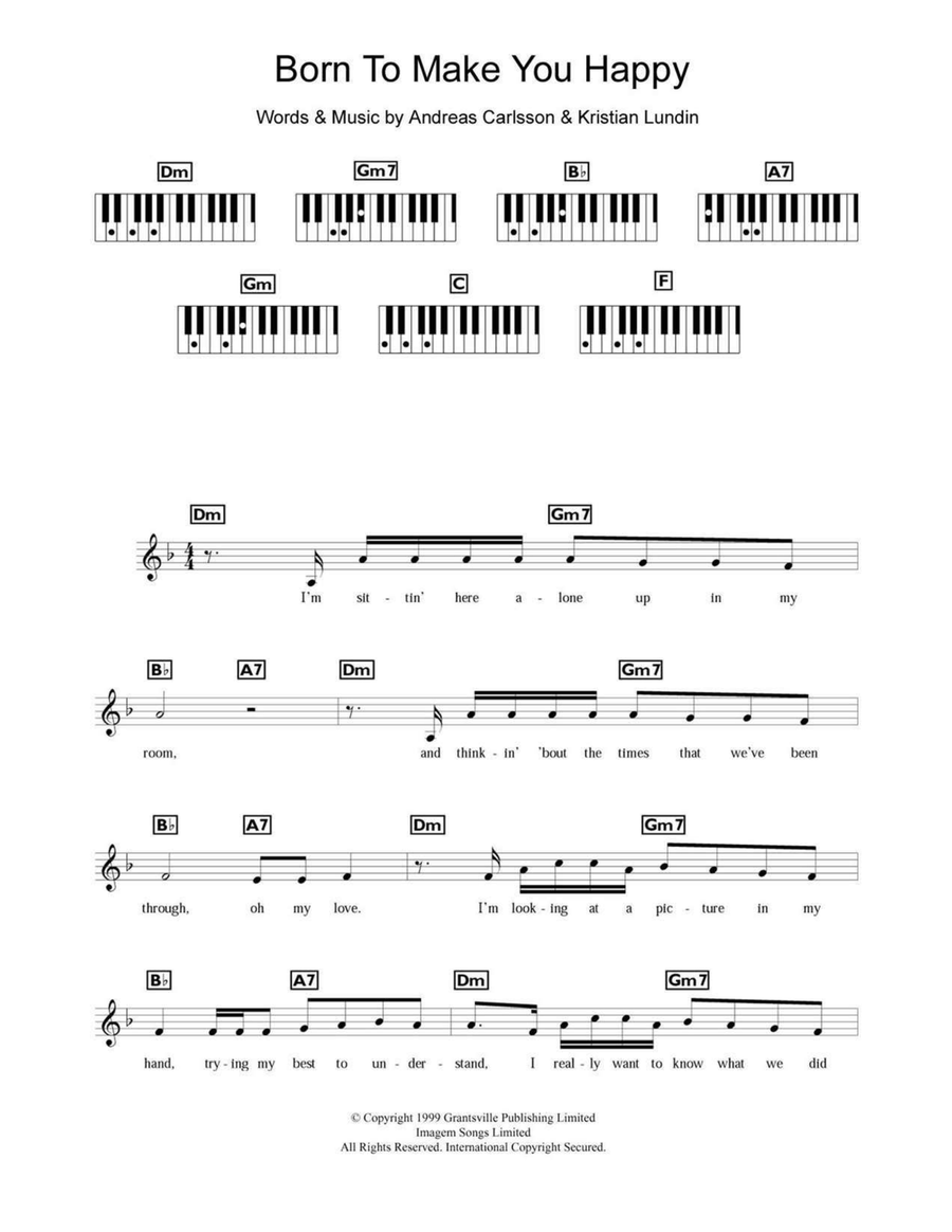 Born To Make You Happy Piano scores gallery preview page 1