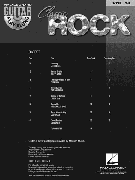 Classic Rock Guitar Play-Along - Volume 34 image number null