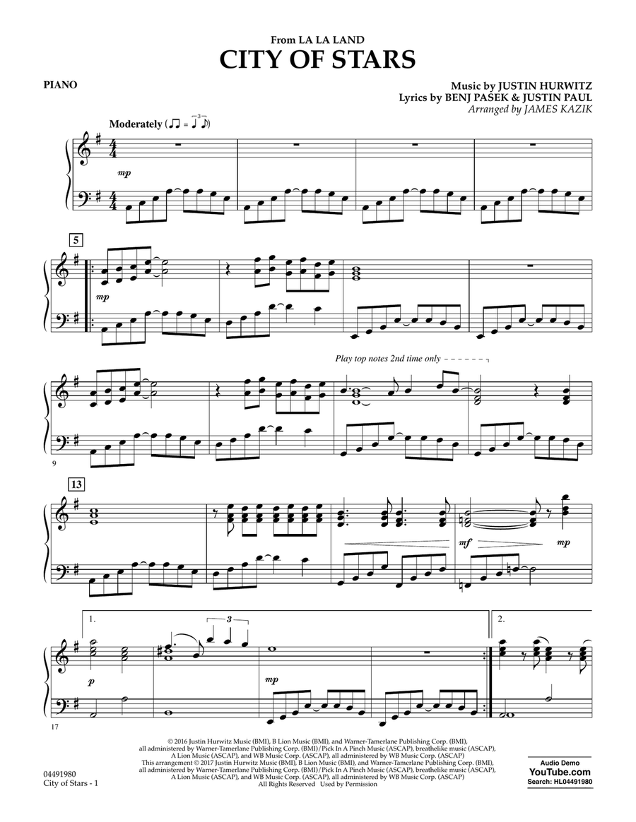 City of Stars (from La La Land) - Piano Orchestra scores gallery preview page 1