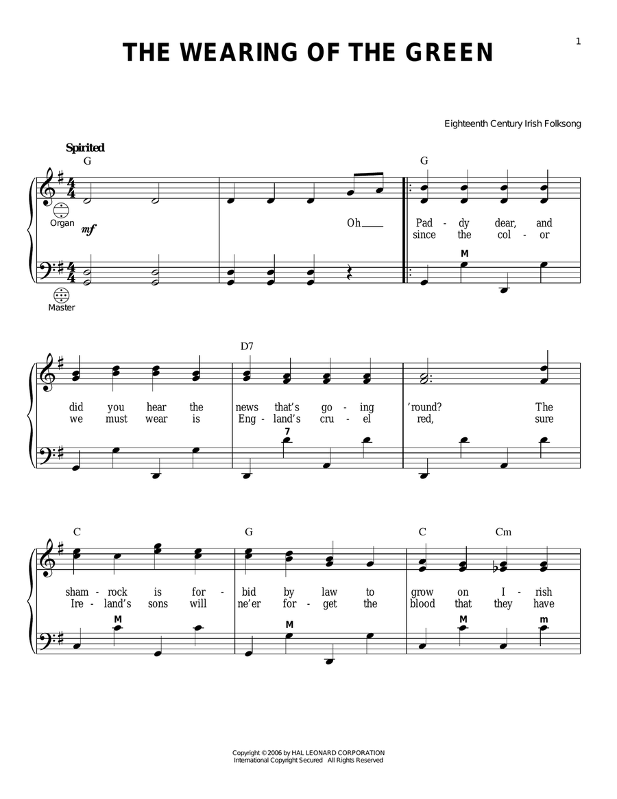 The Wearing Of The Green The Wearing Of The Green Accordion scores gallery preview page 1