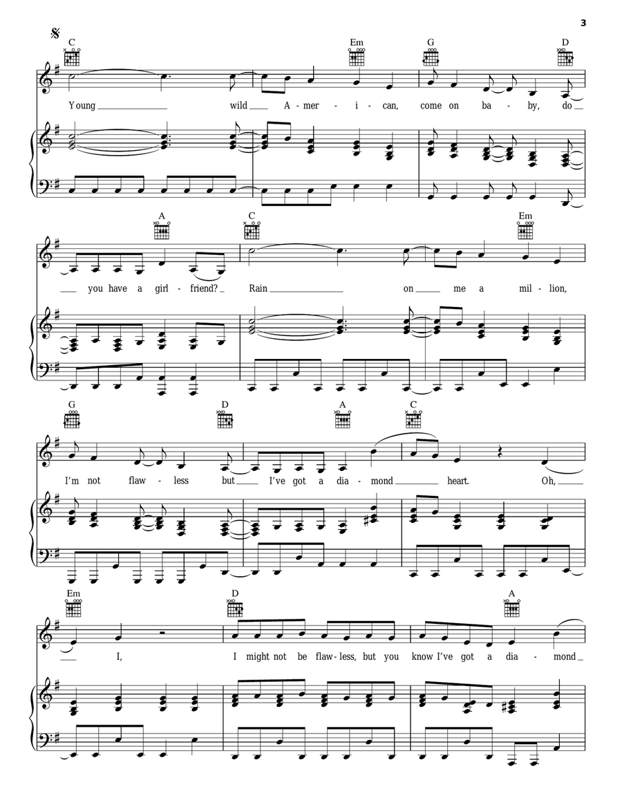 Diamond Heart Diamond Heart Piano, Vocal, Guitar scores gallery preview page 3