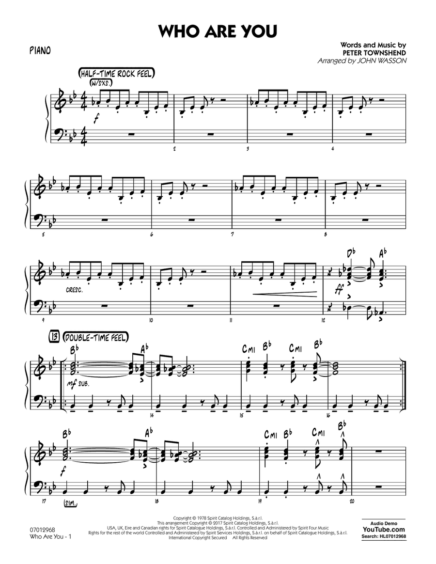 Who Are You - Piano Who Are You - Piano Jazz Ensemble scores gallery preview page 1