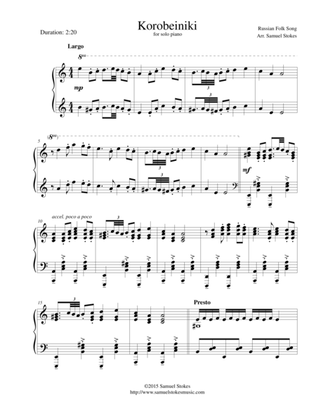 Korobeiniki (Korobushka) - for piano