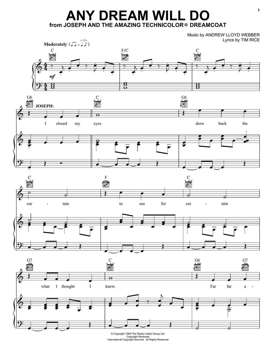 Any Dream Will Do Guitar scores gallery preview page 1