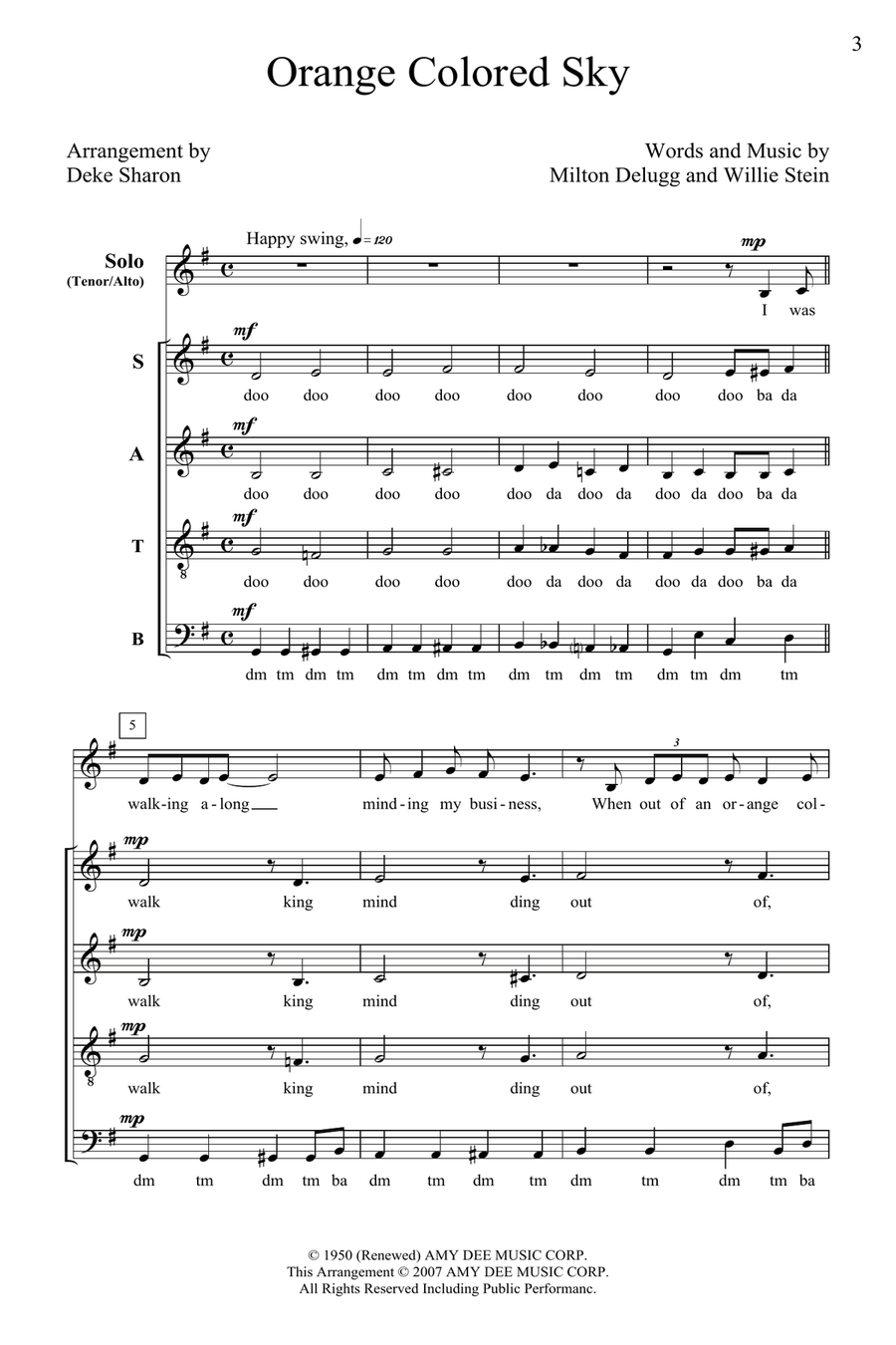 Orange Colored Sky Orange Colored Sky 4-Part scores gallery preview page 1