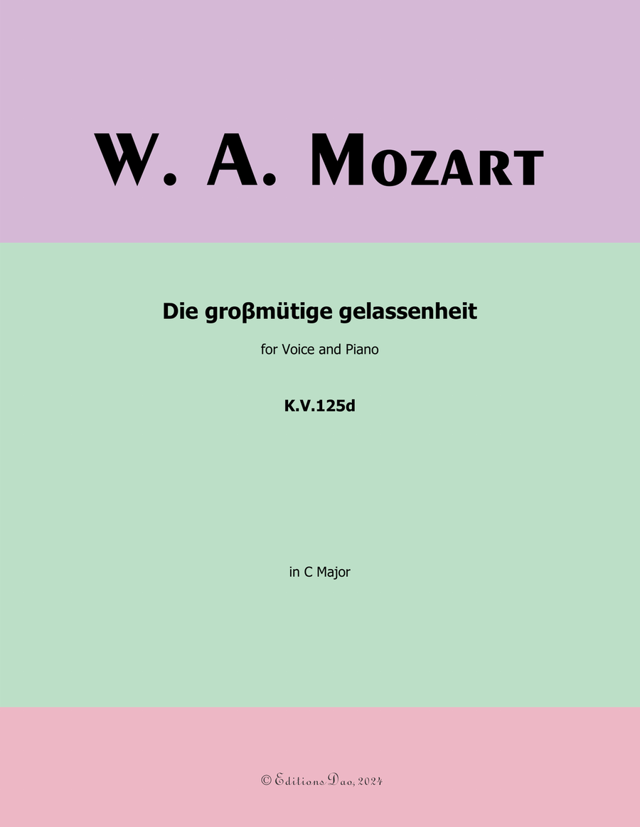 Die groβmutige gelassenheit, by Mozart, K.V.125d, in C Major Piano, Vocal scores gallery preview page 1