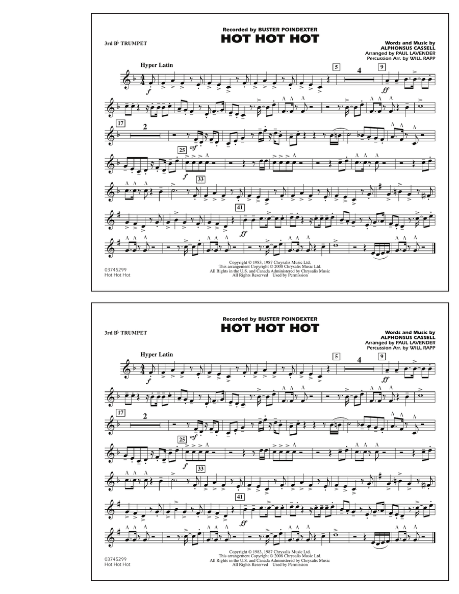 Hot Hot Hot - 3rd Bb Trumpet Marching Band scores gallery preview page 1