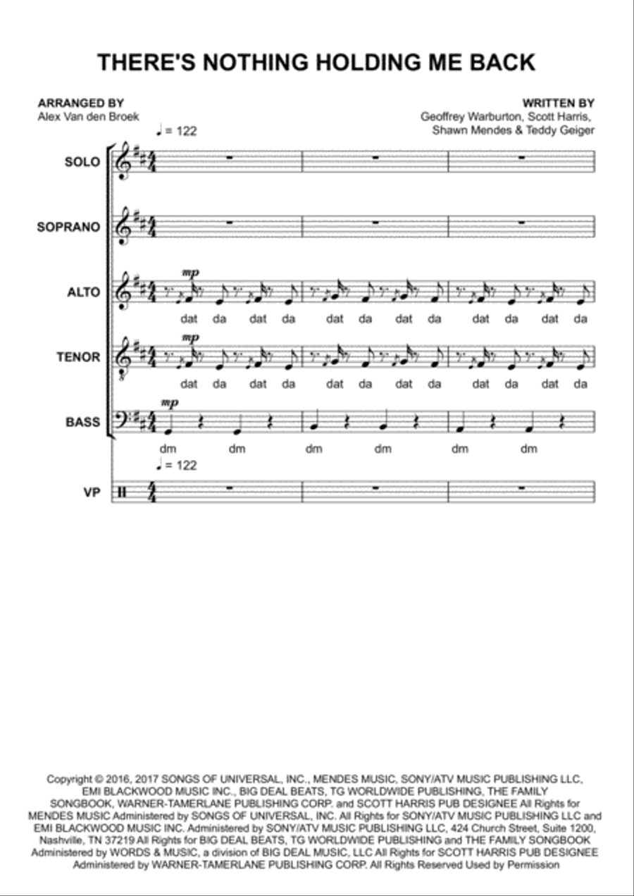 There's Nothing Holdin' Me Back 4-Part scores gallery preview page 1