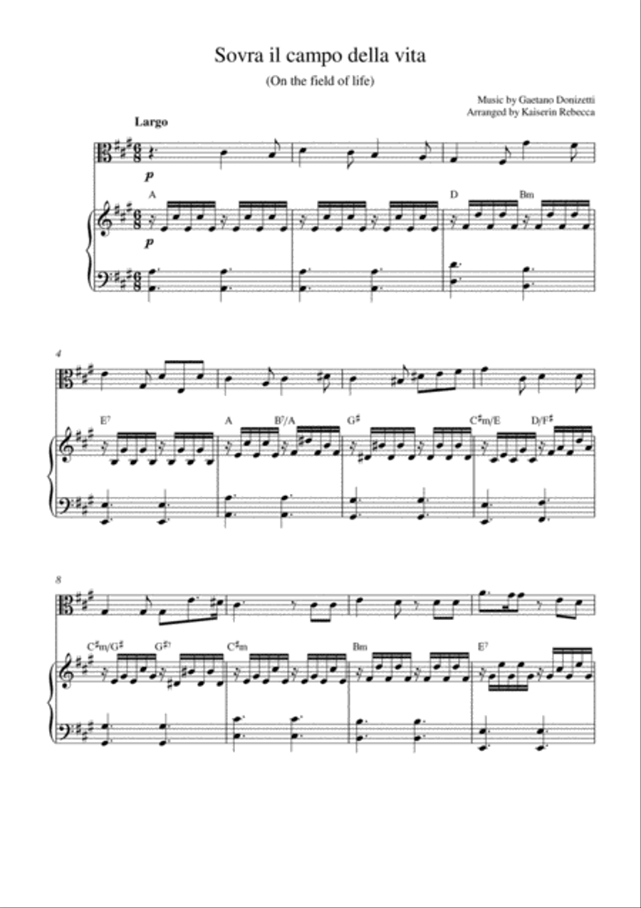 Sovra il campo della vita (On the field of life) Viola scores gallery preview page 1