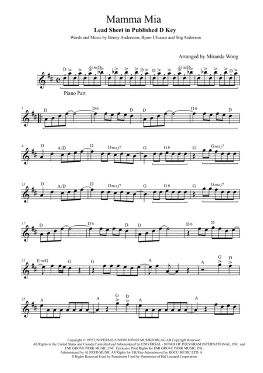 Mamma Mia Mamma Mia Small Ensemble scores gallery preview page 1