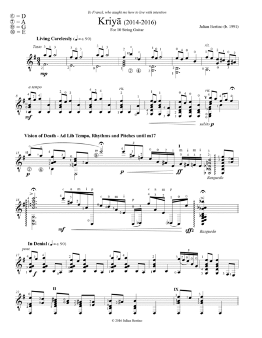 Kriyā (Direction, Goal) for 10-String Guitar Acoustic Guitar scores gallery preview page 3