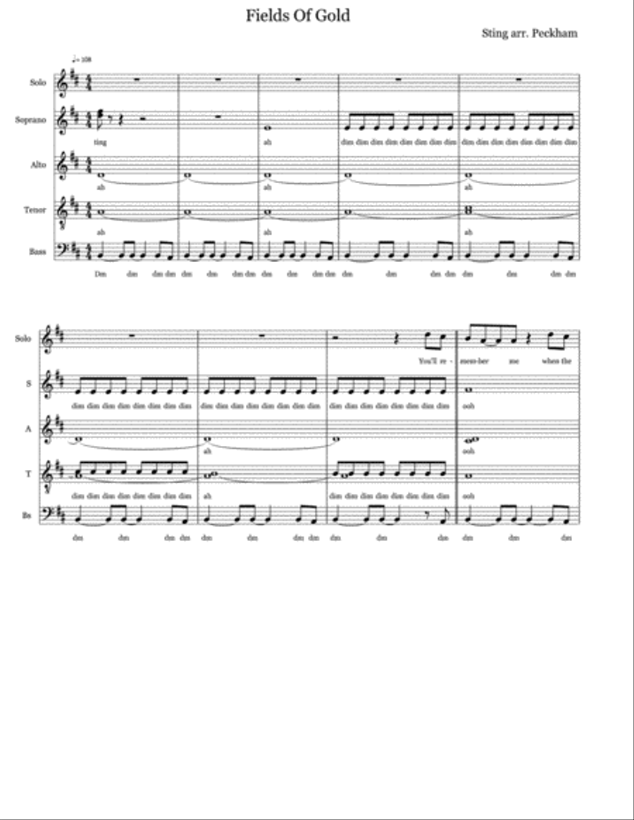 Fields Of Gold Fields Of Gold 4-Part scores gallery preview page 1
